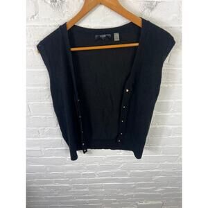 T Tahari Women's Button-Up Vest Sleeveless Regular Fit Black Size Small